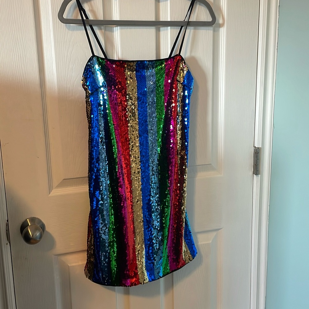Forever 21 rare rainbow sequin mini dress